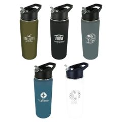 Halcyon 20 Oz Sports Bottle With Flip Straw Lid, Laser En