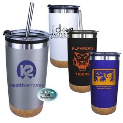 Halcyon 20 Oz Cork Bottom Tumbler With Stainless Straw/Fl