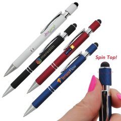 Halcyon Executive Metal Spin Top Pen With Stylus, Full Col