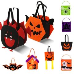Halloween Felt Tote Bag Customizable Trick-Or-Treat Design