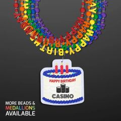Happy Birthday Beads Necklaces With Cake Medallion No LED