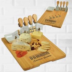 Hardwood Charcuterie Board With Knives Bowl & Markers