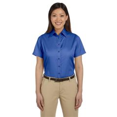 Harriton Ladies' Easy Blend Short-Sleeve Twill Shirt Wit...