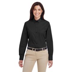 Harriton Ladies' Foundation Cotton Long-Sleeve Twill Shir...