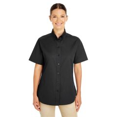 Harriton Ladies' Foundation Cotton Short-Sleeve Twill Shi...