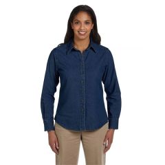 Harriton Ladies' Long-Sleeve Denim Shirt