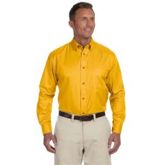 Harriton Men's Easy Blend Long-Sleeve Twill Shirt With S...