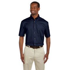 Harriton Men's Easy Blend Short-Sleeve Twill Shirt With ...