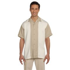 Harriton Men's Two-Tone Camp Shirt