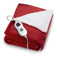 Heated Blanket Electric Throw Red 50 Inch X 60 Inch Fast Heating