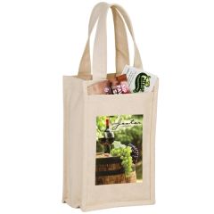 Heavyweight Cotton 2 Bottle Wine Tote - 14 Oz - Full Color