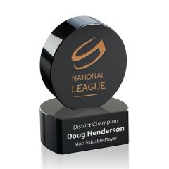 Hockey Puck Award On Base - Black
