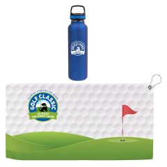 Hole In One Insulated Vacuum Bottle & Golf Towel Gift Set