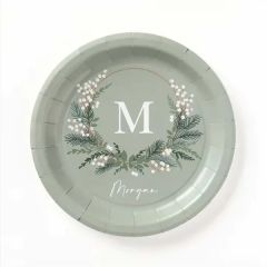 Holiday Monogram Paper Plate