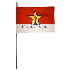 Honor & Remember 4 Inch X 6 Inch Rayon Stick Flag