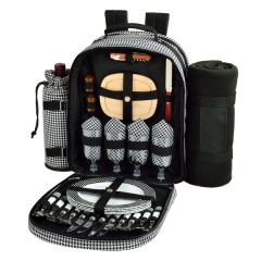 Houndstooth Picnic Backpack For 4 With Blanket