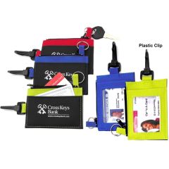 ID Holder With Zip Purse & Plastic Clip For Hanging