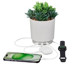 Ihome Powerplant USB Charging Station, Faux Succulent