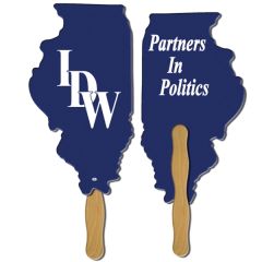 Illinois State Stock Shape Fan W/ Wooden Stick