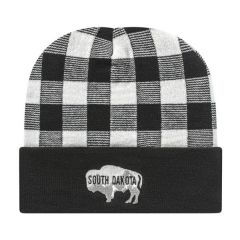 Plaid Knit Cap With Cuff