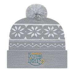 Snowflake Knit Cap With Cuff