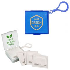 Individual Wet Wipes In Square Plastic Container & Carabiner