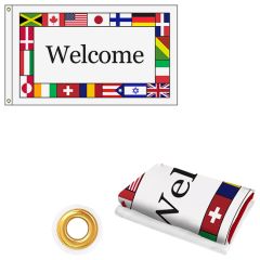 Int'l Welcome 2 Ft X 3 Ft Knit Poly Flag W/ Heading & Grommets