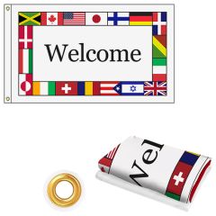 Int'l Welcome 3 Ft X 5 Ft Knit Poly Flag W/ Heading & Grommets