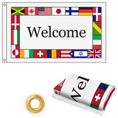 Int'l Welcome 4 Ft X 6 Ft Knit Poly Flag W/ Heading & Grommets