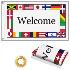 Int'l Welcome 5 Ft X 8 Ft Knit Poly Flag W/ Heading & Grommets
