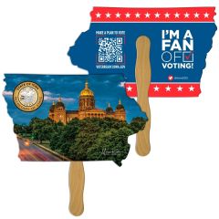 Iowa State Shape Hand Fan Full Color 2 Sides