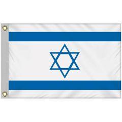 Israel 2 Ft X 3 Ft Promotional Poly Flag W/ Heading & Grommets