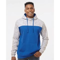 J. America Men's Melange Fleece Colorblocked Hooded Sweat