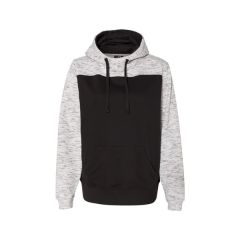J America Adult Melange Color Blocked Hooded Sweatshirt