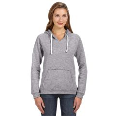 J America Ladies' Sydney Brushed V-Neck Hooded Sweatshirt
