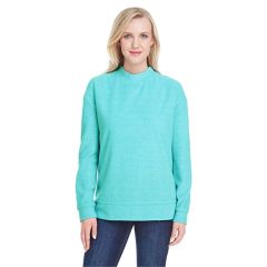 J America Ladies' Weekend French Terry Mock Neck Crew