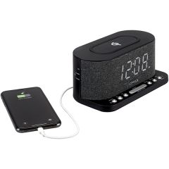 Jensen Dual Alarm Clock Radio With Wireless Qi Charging