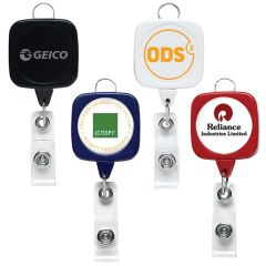 Jumbo Sqround Badge Reel W/ Lanyard Attachment