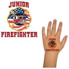 Junior Firefighter With Truck Temporary Tattoos - Pack Of 100