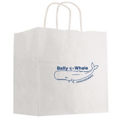 Kraft Paper White Shopping Bag - 10 Inch  X 13 Inch 