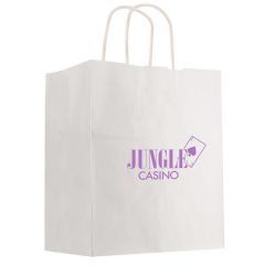 Kraft Paper White Shopping Bag - 13 Inch  X 17 Inch 