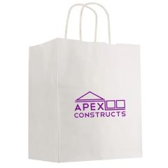 Kraft Paper White Shopping Bag - 13 Inch X 17 Inch