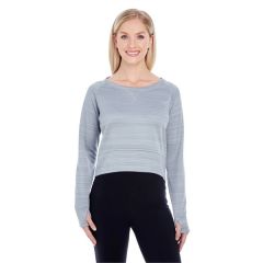 Ladies' Odyssey Striped Poly Fleece Hi-Lo Crew