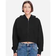 Lane Seven Women's Relaxed Cropped Full-Zip Hoodie Sweats