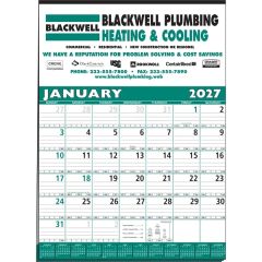 Large 12-Sheet Calendar - Teal & Black