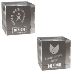 Large Flat Cube 3d Crystal Award