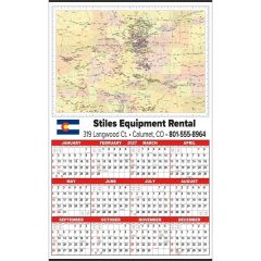 Large State Map Year-In-View Calendar - Colorado