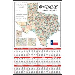 Large State Map Year-In-View Calendar - Texas
