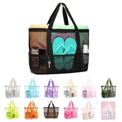 Large Storage Mesh Beach Tote Bags With 7 Pockets