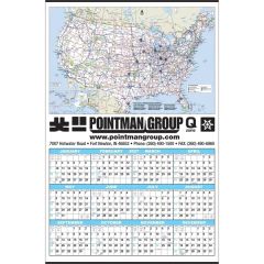Large U.S. Map Year-In-View Calendar